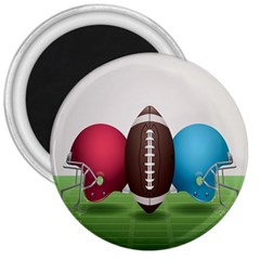 Helmet Ball Football America Sport Red Brown Blue Green 3  Magnets by Mariart