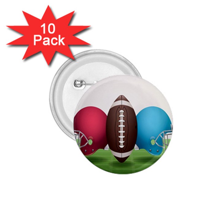 Helmet Ball Football America Sport Red Brown Blue Green 1.75  Buttons (10 pack)