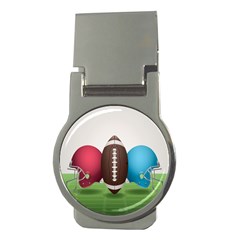 Helmet Ball Football America Sport Red Brown Blue Green Money Clips (round)  by Mariart