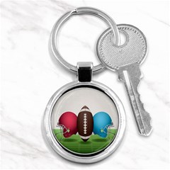 Helmet Ball Football America Sport Red Brown Blue Green Key Chains (round) 