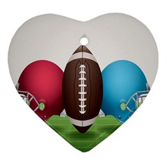 Helmet Ball Football America Sport Red Brown Blue Green Heart Ornament (two Sides) by Mariart