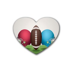 Helmet Ball Football America Sport Red Brown Blue Green Heart Coaster (4 Pack) 