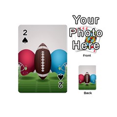 Helmet Ball Football America Sport Red Brown Blue Green Playing Cards 54 (mini) 