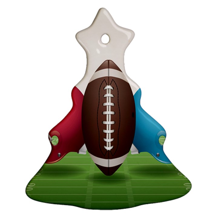 Helmet Ball Football America Sport Red Brown Blue Green Ornament (Christmas Tree) 