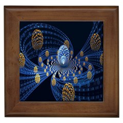 Fractal Balls Flying Ultra Space Circle Round Line Light Blue Sky Gold Framed Tiles by Mariart