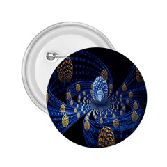 Fractal Balls Flying Ultra Space Circle Round Line Light Blue Sky Gold 2 25  Buttons