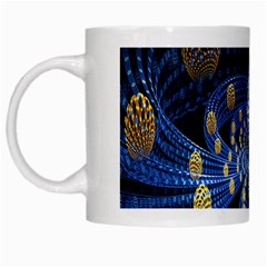 Fractal Balls Flying Ultra Space Circle Round Line Light Blue Sky Gold White Mugs