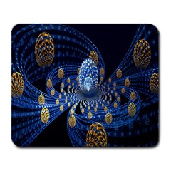 Fractal Balls Flying Ultra Space Circle Round Line Light Blue Sky Gold Large Mousepads by Mariart