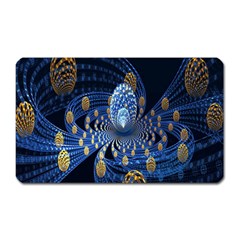 Fractal Balls Flying Ultra Space Circle Round Line Light Blue Sky Gold Magnet (rectangular)