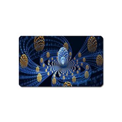 Fractal Balls Flying Ultra Space Circle Round Line Light Blue Sky Gold Magnet (name Card)