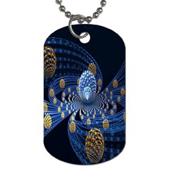 Fractal Balls Flying Ultra Space Circle Round Line Light Blue Sky Gold Dog Tag (one Side) by Mariart