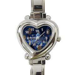 Fractal Balls Flying Ultra Space Circle Round Line Light Blue Sky Gold Heart Italian Charm Watch