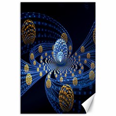 Fractal Balls Flying Ultra Space Circle Round Line Light Blue Sky Gold Canvas 24  X 36 