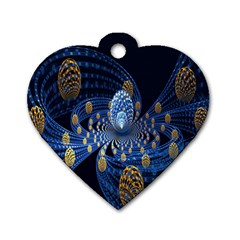 Fractal Balls Flying Ultra Space Circle Round Line Light Blue Sky Gold Dog Tag Heart (one Side) by Mariart