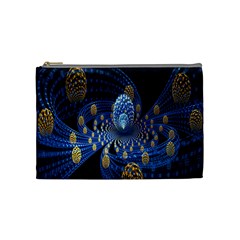 Fractal Balls Flying Ultra Space Circle Round Line Light Blue Sky Gold Cosmetic Bag (medium)  by Mariart