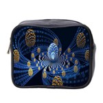 Fractal Balls Flying Ultra Space Circle Round Line Light Blue Sky Gold Mini Toiletries Bag 2-Side Front