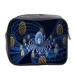 Fractal Balls Flying Ultra Space Circle Round Line Light Blue Sky Gold Mini Toiletries Bag 2-Side Back