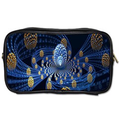 Fractal Balls Flying Ultra Space Circle Round Line Light Blue Sky Gold Toiletries Bags by Mariart