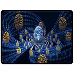 Fractal Balls Flying Ultra Space Circle Round Line Light Blue Sky Gold Fleece Blanket (large)  by Mariart