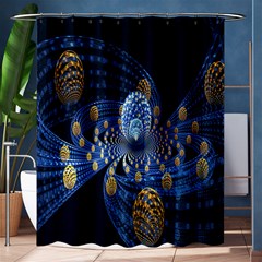 Fractal Balls Flying Ultra Space Circle Round Line Light Blue Sky Gold Shower Curtain 60  X 72  (medium)  by Mariart