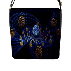 Fractal Balls Flying Ultra Space Circle Round Line Light Blue Sky Gold Flap Messenger Bag (l)  by Mariart