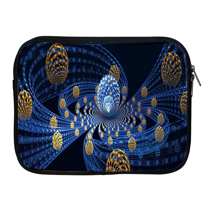 Fractal Balls Flying Ultra Space Circle Round Line Light Blue Sky Gold Apple iPad 2/3/4 Zipper Cases