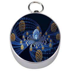 Fractal Balls Flying Ultra Space Circle Round Line Light Blue Sky Gold Silver Compasses by Mariart