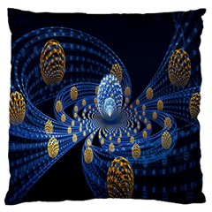 Fractal Balls Flying Ultra Space Circle Round Line Light Blue Sky Gold Standard Flano Cushion Case (one Side)