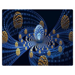 Fractal Balls Flying Ultra Space Circle Round Line Light Blue Sky Gold Double Sided Flano Blanket (medium)  by Mariart