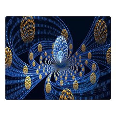 Fractal Balls Flying Ultra Space Circle Round Line Light Blue Sky Gold Double Sided Flano Blanket (large)  by Mariart