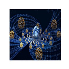 Fractal Balls Flying Ultra Space Circle Round Line Light Blue Sky Gold Small Satin Scarf (square) by Mariart