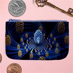 Fractal Balls Flying Ultra Space Circle Round Line Light Blue Sky Gold Large Coin Purse Front