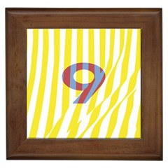 Number 9 Line Vertical Yellow Red Blue White Wae Chevron Framed Tiles