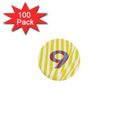 Number 9 Line Vertical Yellow Red Blue White Wae Chevron 1  Mini Buttons (100 Pack) 