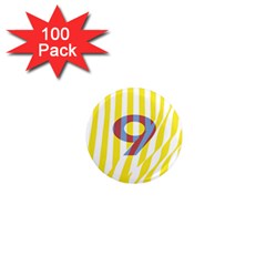 Number 9 Line Vertical Yellow Red Blue White Wae Chevron 1  Mini Magnets (100 Pack) 