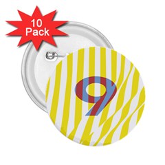 Number 9 Line Vertical Yellow Red Blue White Wae Chevron 2 25  Buttons (10 Pack)  by Mariart