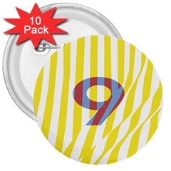 Number 9 Line Vertical Yellow Red Blue White Wae Chevron 3  Buttons (10 Pack) 