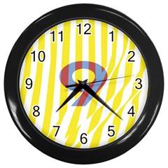 Number 9 Line Vertical Yellow Red Blue White Wae Chevron Wall Clocks (black) by Mariart