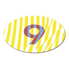 Number 9 Line Vertical Yellow Red Blue White Wae Chevron Oval Magnet by Mariart