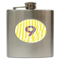 Number 9 Line Vertical Yellow Red Blue White Wae Chevron Hip Flask (6 Oz) by Mariart