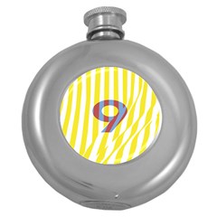 Number 9 Line Vertical Yellow Red Blue White Wae Chevron Round Hip Flask (5 Oz) by Mariart