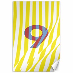 Number 9 Line Vertical Yellow Red Blue White Wae Chevron Canvas 24  X 36 