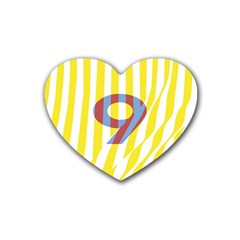 Number 9 Line Vertical Yellow Red Blue White Wae Chevron Heart Coaster (4 Pack) 