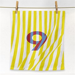 Number 9 Line Vertical Yellow Red Blue White Wae Chevron Face Towel