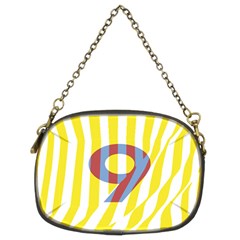 Number 9 Line Vertical Yellow Red Blue White Wae Chevron Chain Purses (two Sides) 