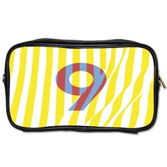 Number 9 Line Vertical Yellow Red Blue White Wae Chevron Toiletries Bags by Mariart