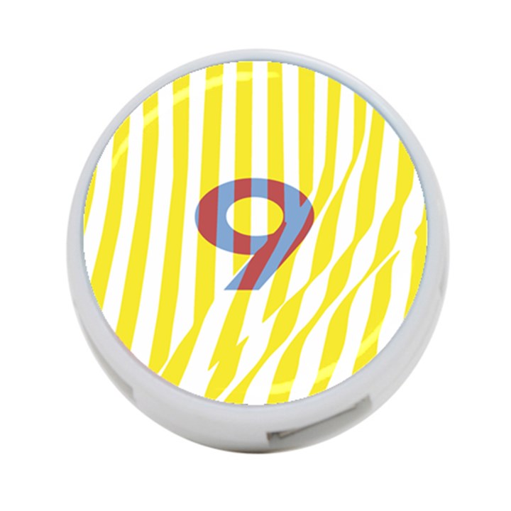 Number 9 Line Vertical Yellow Red Blue White Wae Chevron 4-Port USB Hub (Two Sides) 