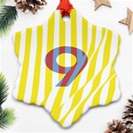 Number 9 Line Vertical Yellow Red Blue White Wae Chevron Ornament (Snowflake) Front