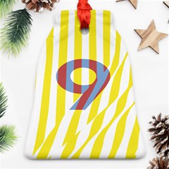 Number 9 Line Vertical Yellow Red Blue White Wae Chevron Ornament (bell) by Mariart