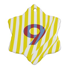 Number 9 Line Vertical Yellow Red Blue White Wae Chevron Snowflake Ornament (two Sides) by Mariart